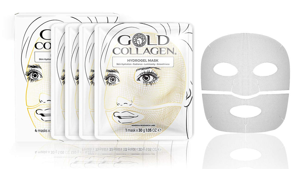 GOLD COLLAGEN drėkinamosios hidrogelio veido kaukės 4 vnt.