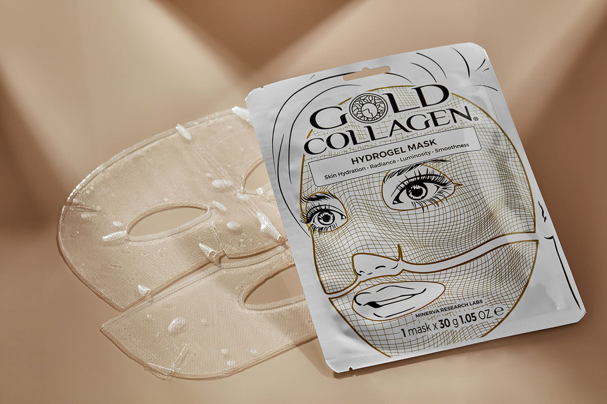 GOLD COLLAGEN drėkinamosios hidrogelio veido kaukės 4 vnt.