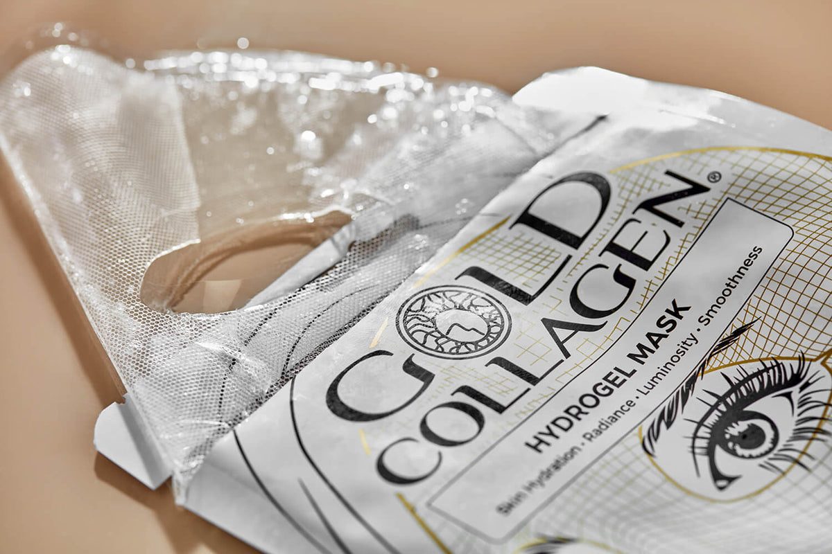 GOLD COLLAGEN drėkinamosios hidrogelio veido kaukės 4 vnt.